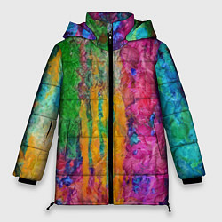 Куртка зимняя женская Грубые разноцветные мазки краски, цвет: 3D-светло-серый