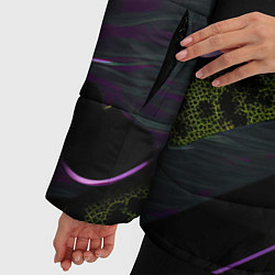 Куртка зимняя женская Текстура с зелеными вставками, цвет: 3D-красный — фото 2