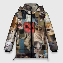 Куртка зимняя женская Мемные котики, цвет: 3D-черный