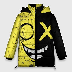 Куртка зимняя женская Смайлик с улыбкой, цвет: 3D-черный