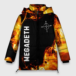Женская зимняя куртка Megadeth и пылающий огонь