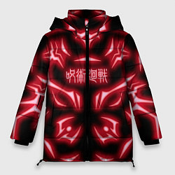 Куртка зимняя женская Магическая битва светящиеся Знаки Сукуны, цвет: 3D-красный