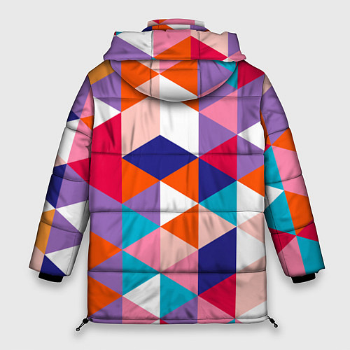 Женская зимняя куртка Ромбический разноцветный паттерн / 3D-Красный – фото 2
