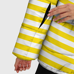 Куртка зимняя женская Светло-желтые полосы, цвет: 3D-черный — фото 2