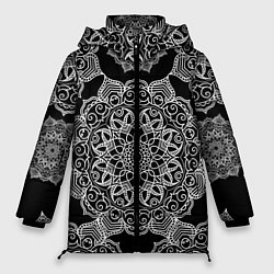 Женская зимняя куртка Мандала на черном фоне