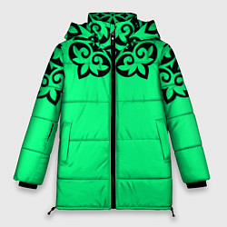 Куртка зимняя женская Мандала на неоновом кислотном цвете, цвет: 3D-черный