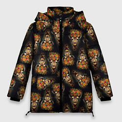 Женская зимняя куртка Паттерн жираф с цветами: арт нейросети
