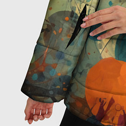 Куртка зимняя женская Абстрактная гранжевая композиция с пятнами: арт не, цвет: 3D-черный — фото 2