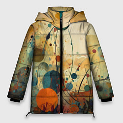 Куртка зимняя женская Абстрактная гранжевая композиция с пятнами: арт не, цвет: 3D-черный