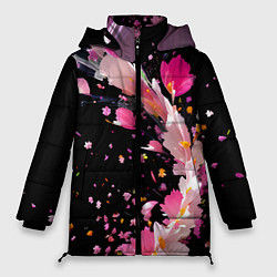 Куртка зимняя женская Вихрь розовых лепестков, цвет: 3D-черный