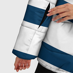 Куртка зимняя женская Бело-синий полосатый узор, цвет: 3D-черный — фото 2