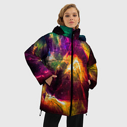Куртка зимняя женская Небула в космосе разноцветная - нейронная сеть, цвет: 3D-черный — фото 2