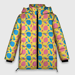 Куртка зимняя женская Летний паттерн с ракушками, цвет: 3D-красный