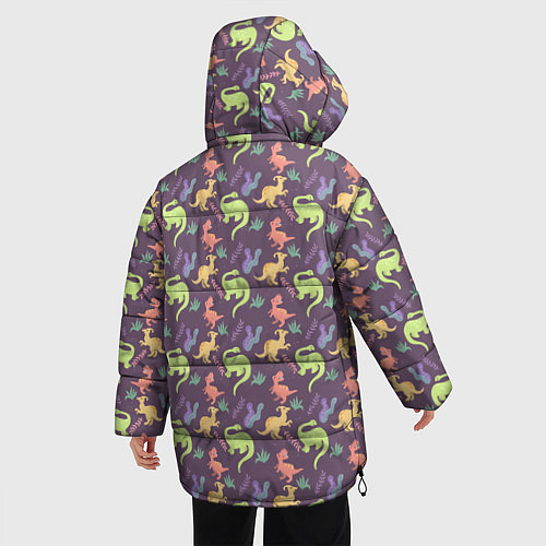 Женская зимняя куртка Динозавры паттерн / 3D-Черный – фото 4