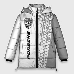 Куртка зимняя женская Porsche speed на светлом фоне со следами шин: по-в, цвет: 3D-черный