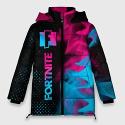 Куртка зимняя женская Fortnite - neon gradient: по-вертикали, цвет: 3D-черный