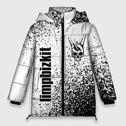 Куртка зимняя женская Limp Bizkit и рок символ на светлом фоне, цвет: 3D-черный