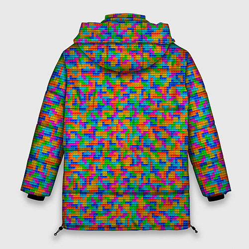 Женская зимняя куртка Мелкие блоки Тетрис / 3D-Красный – фото 2