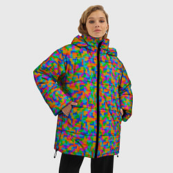 Куртка зимняя женская Мелкие блоки Тетрис, цвет: 3D-красный — фото 2