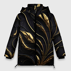 Куртка зимняя женская Золотой орнамент на черном, цвет: 3D-черный