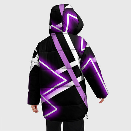 Женская зимняя куртка Фиолетовые полоски с неоном / 3D-Черный – фото 4
