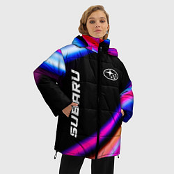 Куртка зимняя женская Subaru speed lights, цвет: 3D-черный — фото 2
