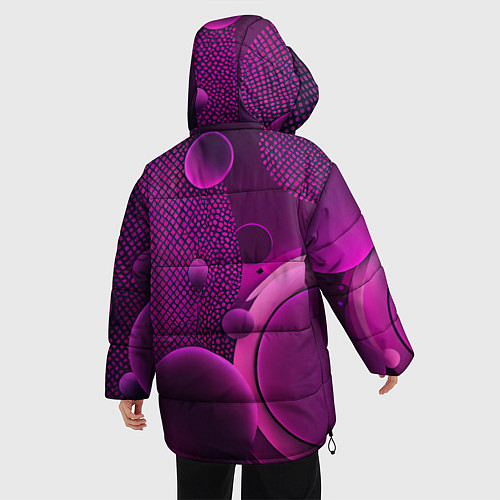 Женская зимняя куртка Фиолетовые шары / 3D-Черный – фото 4