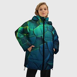 Куртка зимняя женская Разломленные птитки, цвет: 3D-черный — фото 2