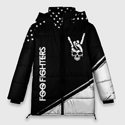 Женская зимняя куртка Foo Fighters и рок символ на темном фоне