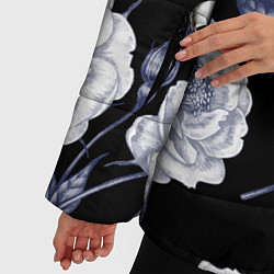 Куртка зимняя женская Черепа с розами, цвет: 3D-черный — фото 2