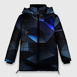 Куртка зимняя женская Синие и черные кубы, цвет: 3D-черный