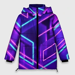 Куртка зимняя женская Светящиеся разноцветные полосы, цвет: 3D-светло-серый