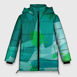 Куртка зимняя женская Листочки и треугольники, цвет: 3D-черный