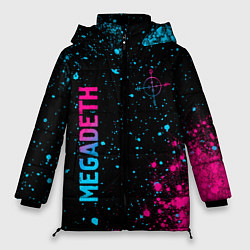Женская зимняя куртка Megadeth - neon gradient: надпись, символ