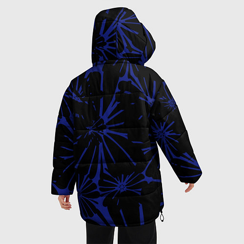 Женская зимняя куртка Абстракция цветы сине-черный / 3D-Черный – фото 4
