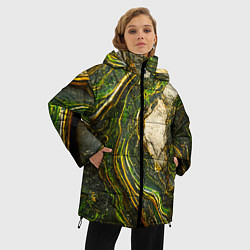 Куртка зимняя женская Текстура зелёного мрамора, цвет: 3D-светло-серый — фото 2
