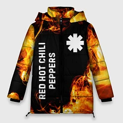 Куртка зимняя женская Red Hot Chili Peppers и пылающий огонь, цвет: 3D-черный