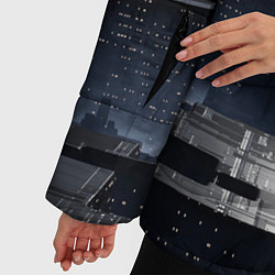 Куртка зимняя женская Тёмный металлический город будущего, цвет: 3D-светло-серый — фото 2
