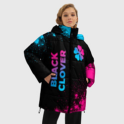 Куртка зимняя женская Black Clover - neon gradient: надпись, символ, цвет: 3D-черный — фото 2