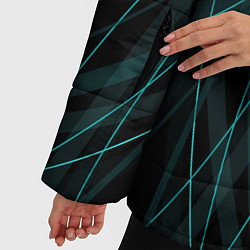Куртка зимняя женская Абстракция линии черно-бирюзовый, цвет: 3D-черный — фото 2