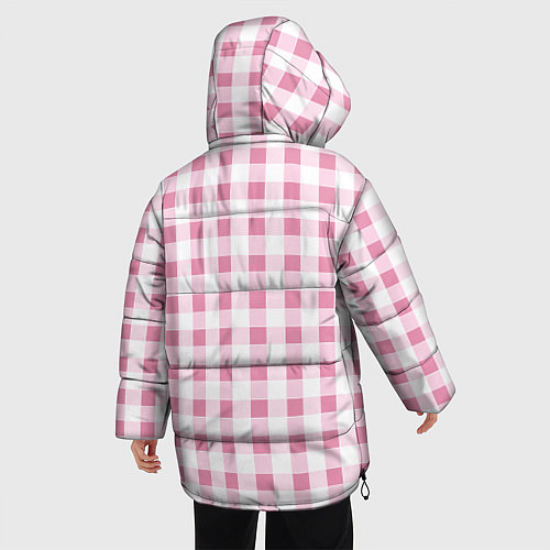 Женская зимняя куртка Барби-розовый: клетка / 3D-Черный – фото 4
