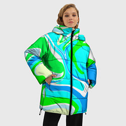 Куртка зимняя женская Абстракция сине-зеленая, цвет: 3D-черный — фото 2
