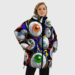 Куртка зимняя женская Глазы, цвет: 3D-черный — фото 2