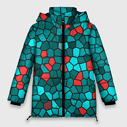 Куртка зимняя женская Мозаика бирюзовый, цвет: 3D-красный
