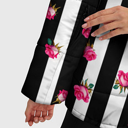 Куртка зимняя женская Костюм Барби: полоска с розами, цвет: 3D-черный — фото 2
