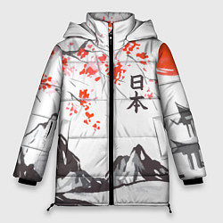 Женская зимняя куртка Цветущая сакура и солнце - Япония