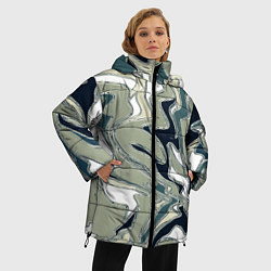 Куртка зимняя женская Абстракция оливковый, цвет: 3D-черный — фото 2