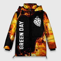 Куртка зимняя женская Green Day и пылающий огонь, цвет: 3D-черный