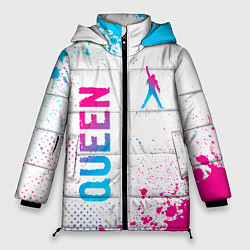 Женская зимняя куртка Queen neon gradient style: надпись, символ