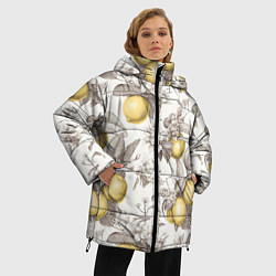 Куртка зимняя женская Лимоны - винтаж графика: паттерн, цвет: 3D-светло-серый — фото 2